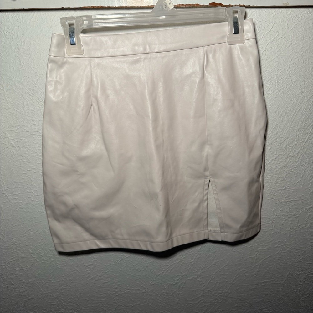 SHEIN Leather White Mini Skirt